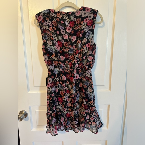 Floral Print Ruched Ruffle Hem Mini Dress - Picture 3 of 5